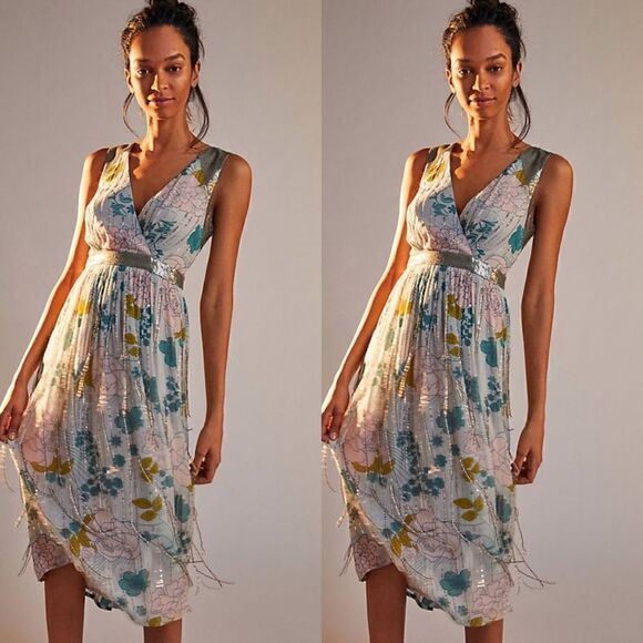 Anthropologie Dresses & Skirts - ANTHROPOLOGIE Sylvia Beaded Fringe Midi Dress
